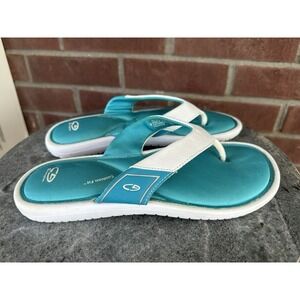 c9 Champion Womens Size 8 Cushioned Slip On White Blue Flip Flop Sandals Shoes
